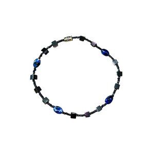 Blue And Gray Beaded Twist Clasp Fashion Anklet